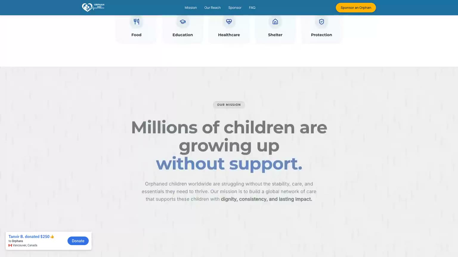 Orphan Aid — sponsorship platform